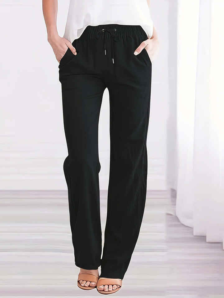 Women's Wide-Leg Drawstring Pants with Pockets