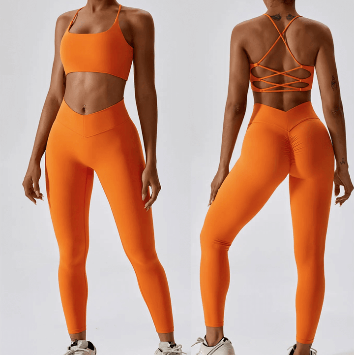 Women's High-Waisted Leggings & Racerback Sports Bra Set