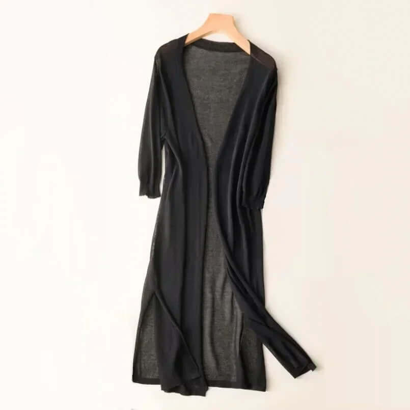 Women's Lightweight Knit Long Cardigan - Open Front Sweater
