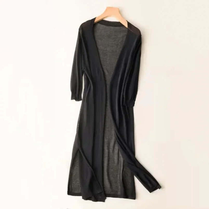 Women's Lightweight Knit Long Cardigan - Open Front Sweater