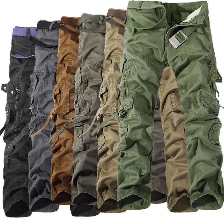 Men's Camo Cargo Combat Pants: Relaxed Fit Trousers