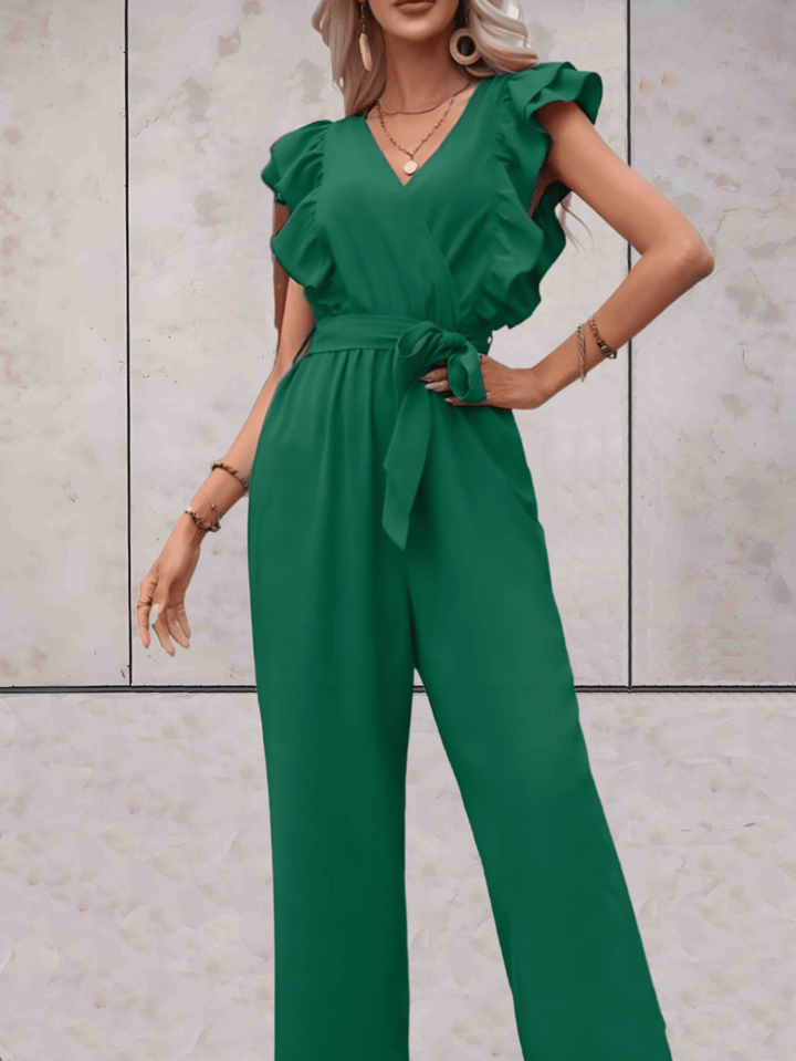 Women's Trendy V-Neck Ruffle Sleeve Jumpsuit