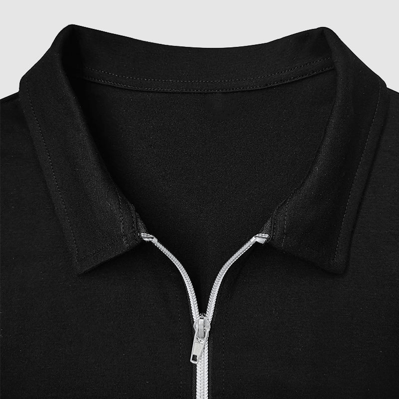Men's Long-Sleeve Quarter-Zip Polo Shirt: Tailored Fit