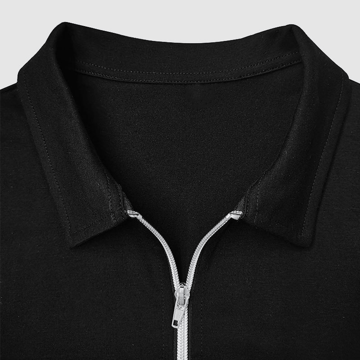 Men's Long-Sleeve Quarter-Zip Polo Shirt: Tailored Fit