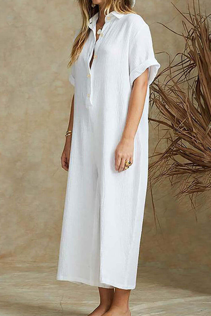 Women's Relaxed Fit Notch Collar Jumpsuit