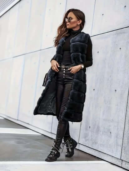Women's Long Sleeveless Faux Fur Vest: Warm & Stylish Layer
