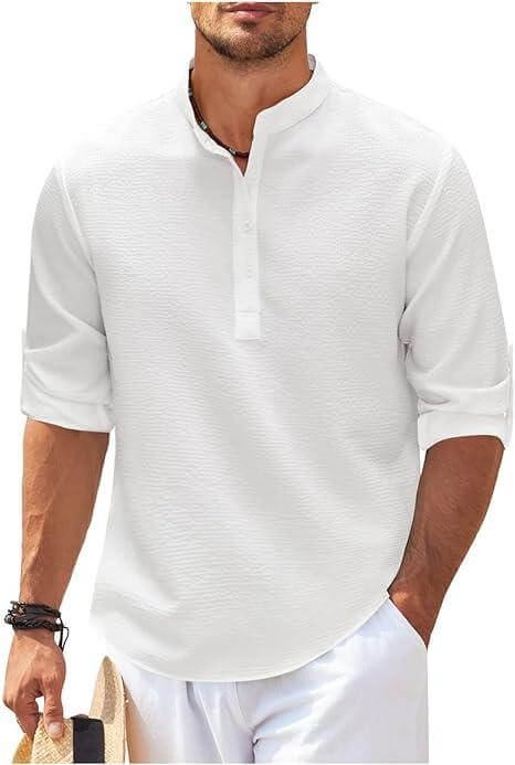 Men's Relaxed Fit Long Sleeve Henley Shirt