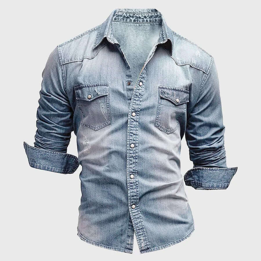 Men's Slim Fit Long Sleeve Denim Shirt