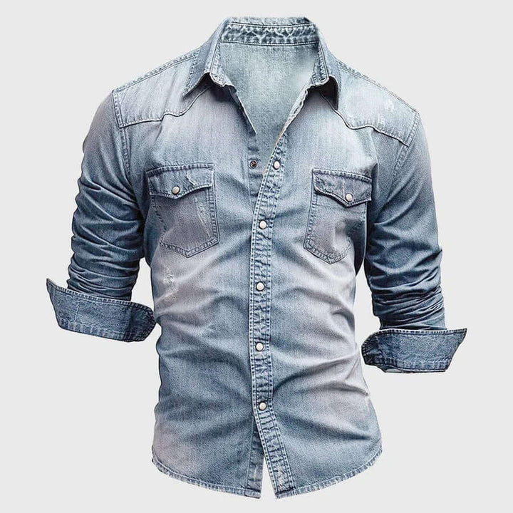 Men's Slim Fit Long Sleeve Denim Shirt