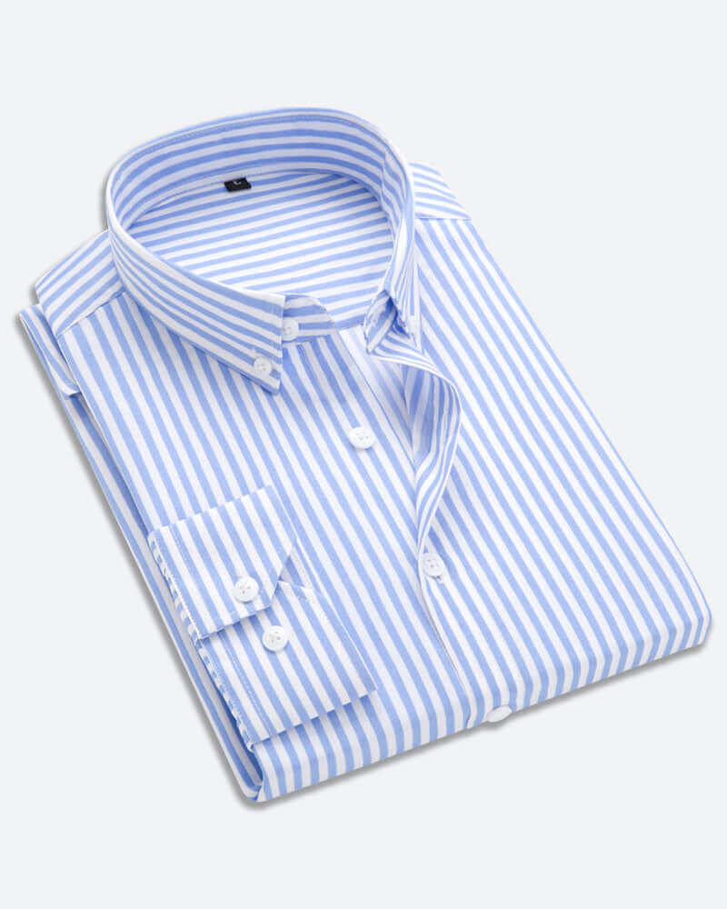 Men's Classic Fit Long Sleeve Striped Dress Shirt