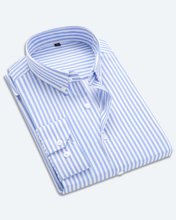 Men's Classic Fit Long Sleeve Striped Dress Shirt