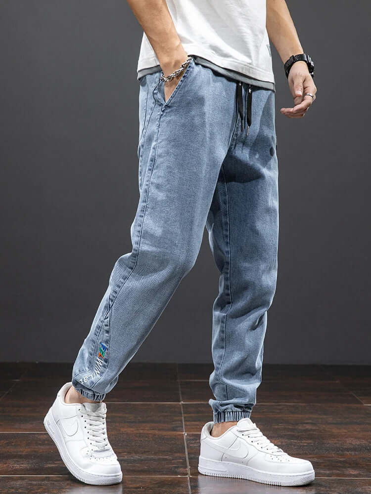 Men's Denim Jogger Pants: Relaxed Fit Streetwear