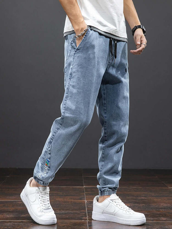 Men's Denim Jogger Pants: Relaxed Fit Streetwear