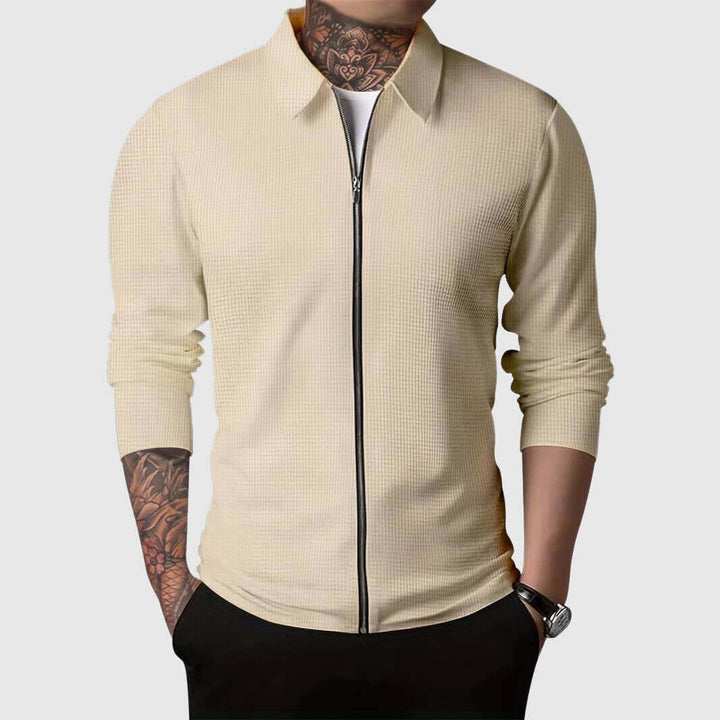 Men's Waffle Zip-Up Jacket: Cozy & Stylish Autumn/Winter Outerwear