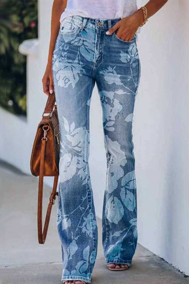 Women's Casual Floral Denim Jeans