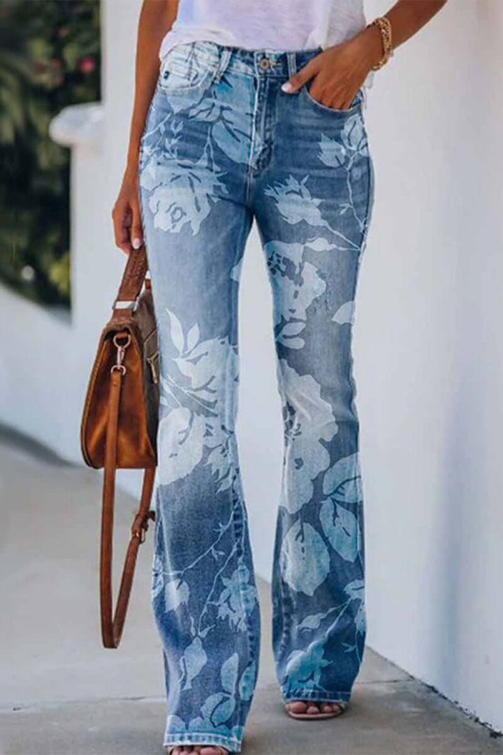 Women's Casual Floral Denim Jeans