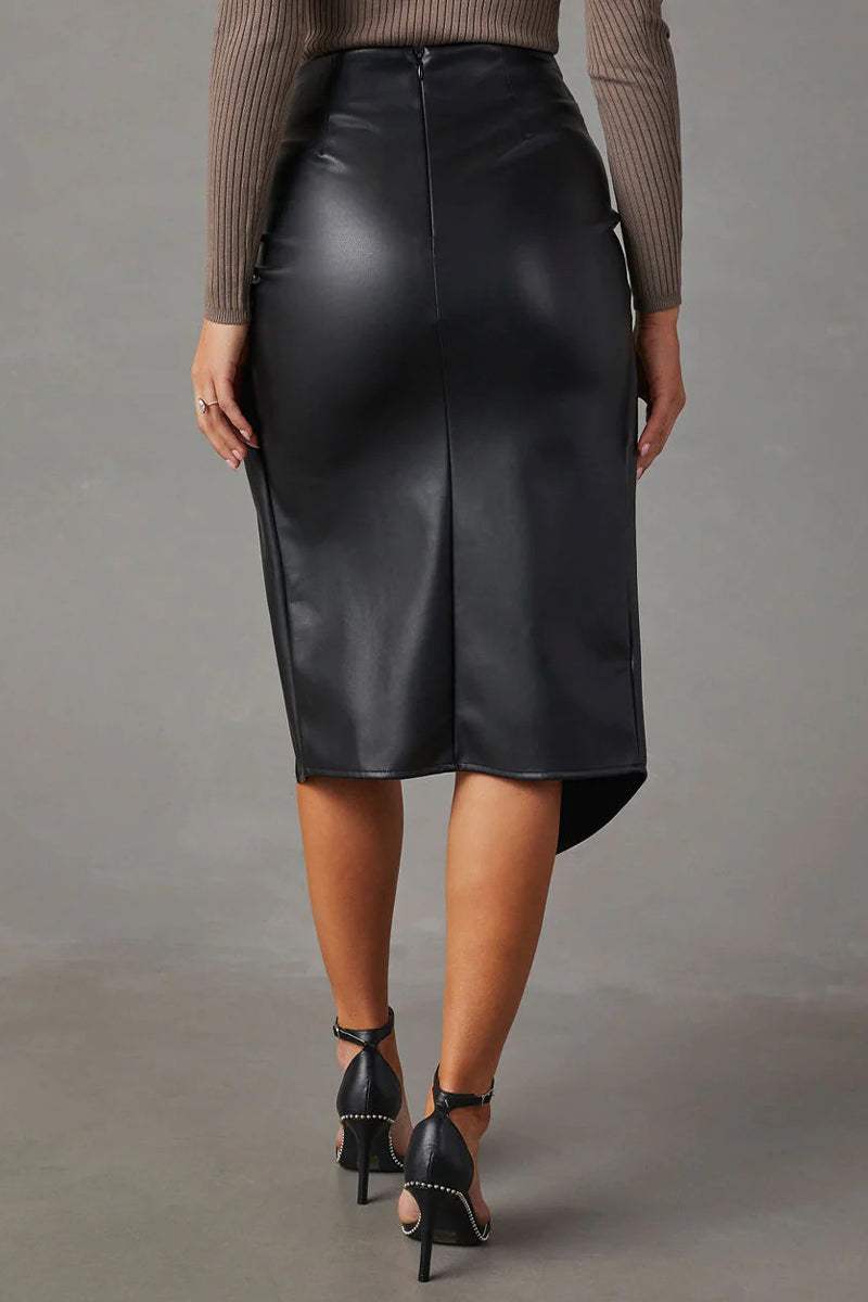 Women's High-Waisted Asymmetric Midi Skirt