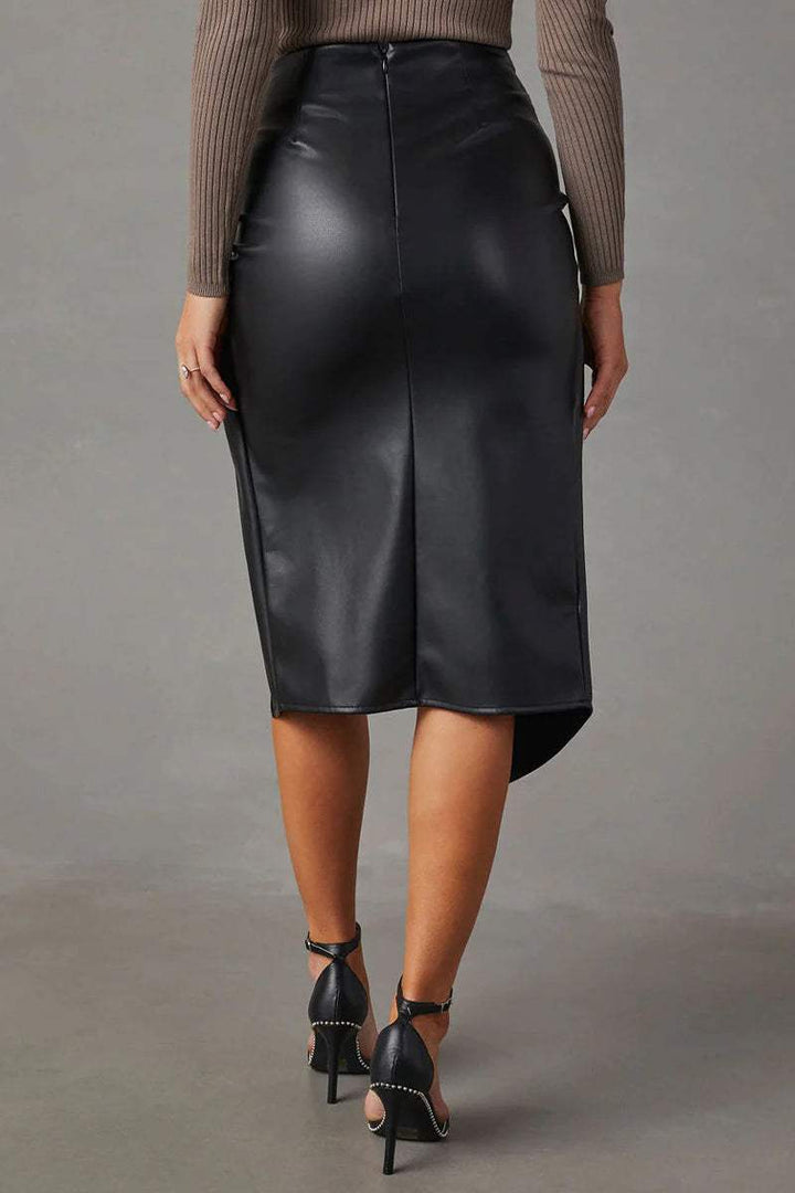 Women's High-Waisted Asymmetric Midi Skirt
