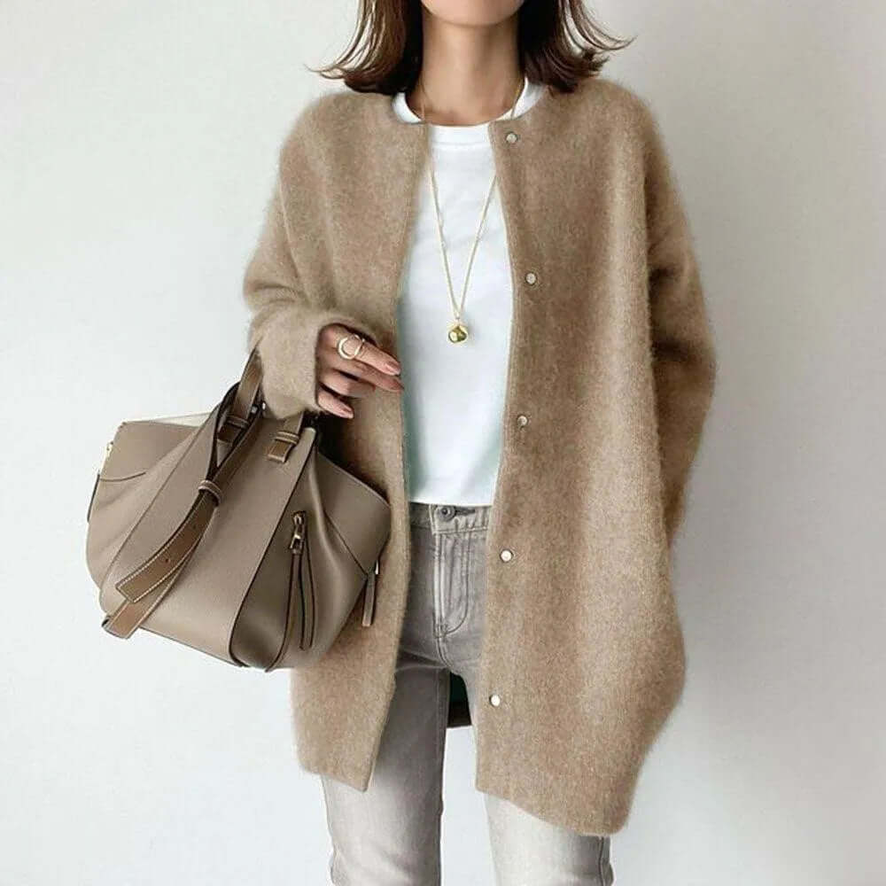 Women's Relaxed Knit Cardigan with Button Closure