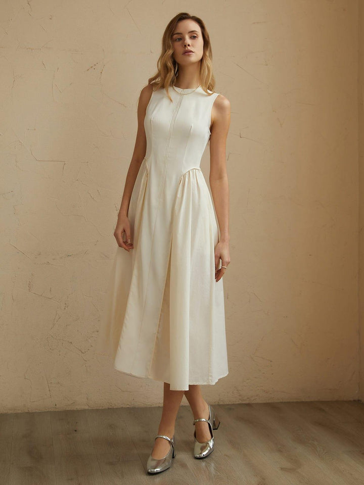 Women's Pleated Midi Dress: Elegant & Flowy