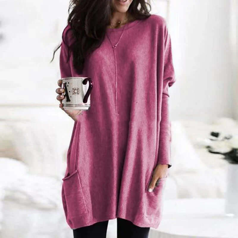 Women's Oversized Cotton Tunic Sweater: Relaxed Comfort
