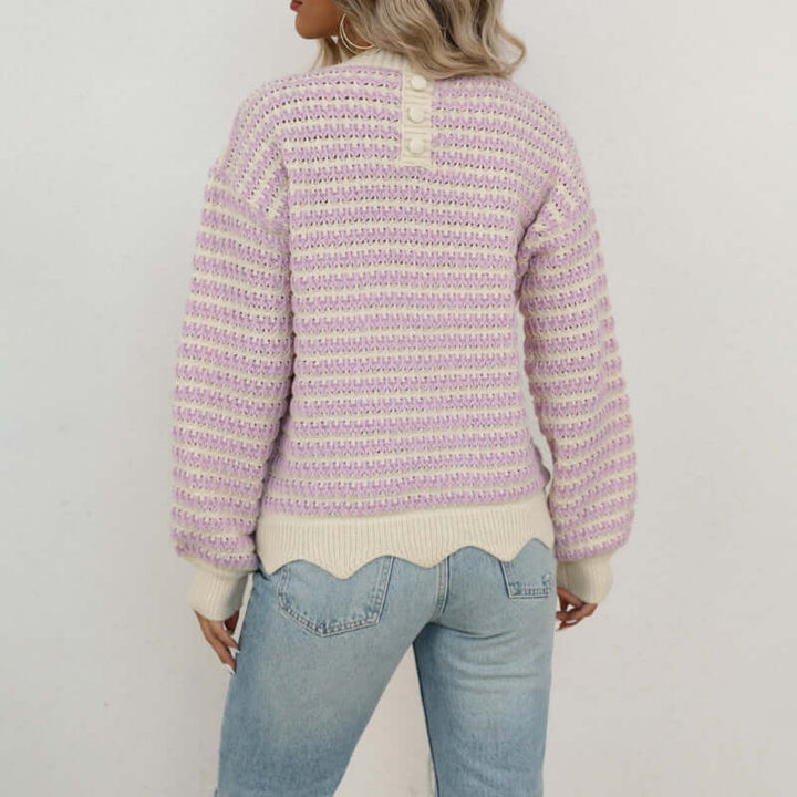 Women's Long Sleeve Striped Knit Jumper