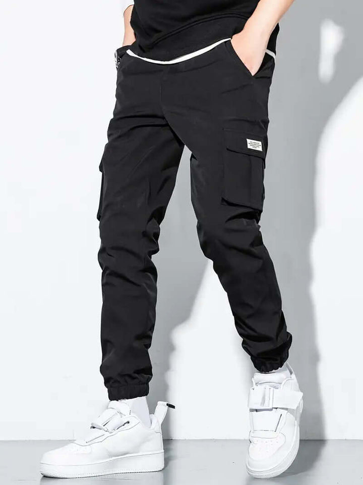 Men's Elastic Waist Cargo Pants: Multiple Pockets & Relaxed Fit