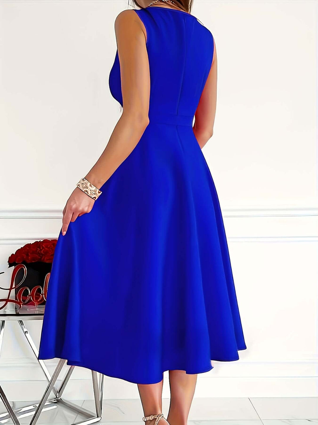 Elegant Women's Midi V-Neck Dress