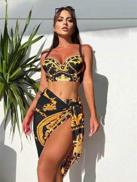 Women's Bohemian High-Waist Bikini Set