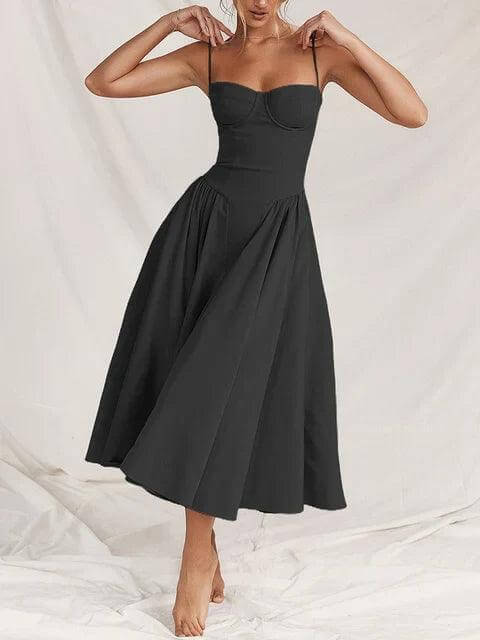 Vintage Midi Dress: Elegant Retro Style Women's Dress