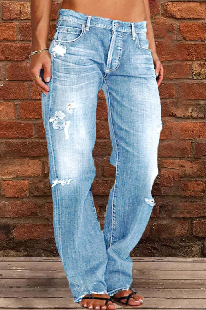 Women's Casual Straight Leg Denim Jeans: Classic Fit, All-Season Style