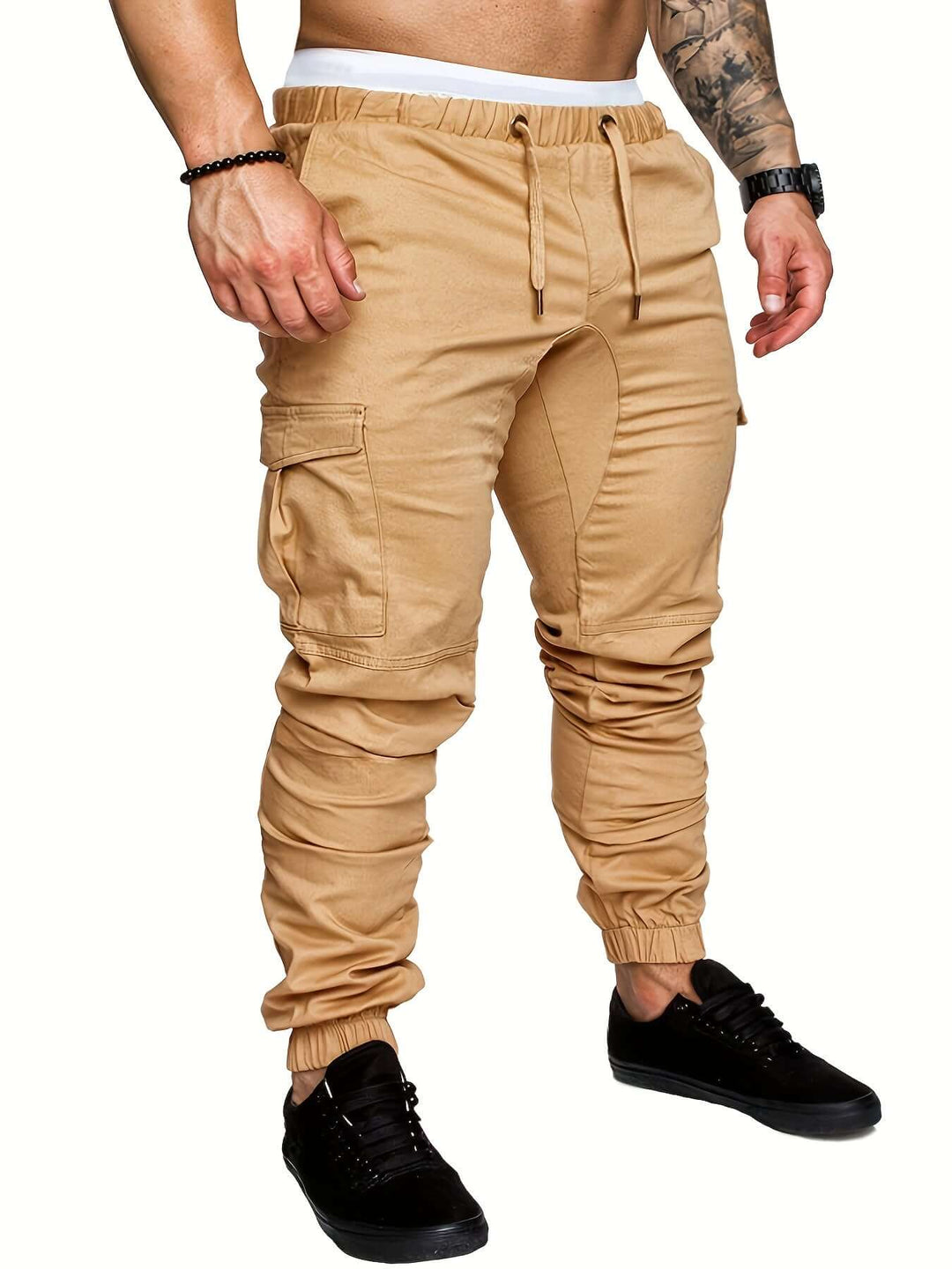 Men's Casual Cargo Joggers: Elastic Waist, Tapered Fit