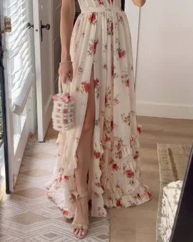 Elegant Floral Lace Midi Dress for Women