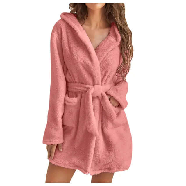 Women's Plush Hooded Bathrobe: Cozy & Comfortable Loungewear