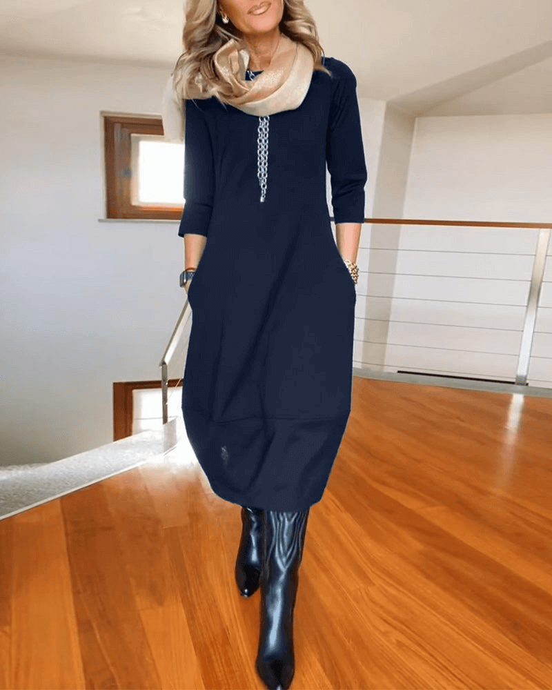 Elegant Pleated Midi Dress for Women