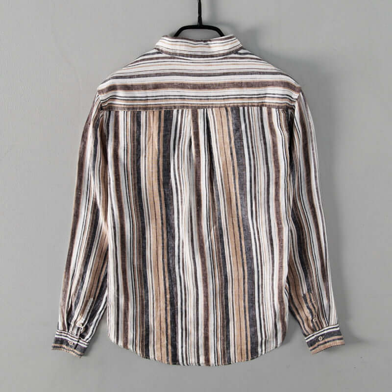 Men's Long Sleeve Striped Cotton Shirt: Regular Fit