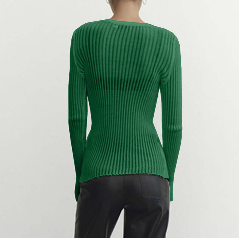 Women's Mesh Long Sleeve Ribbed Top