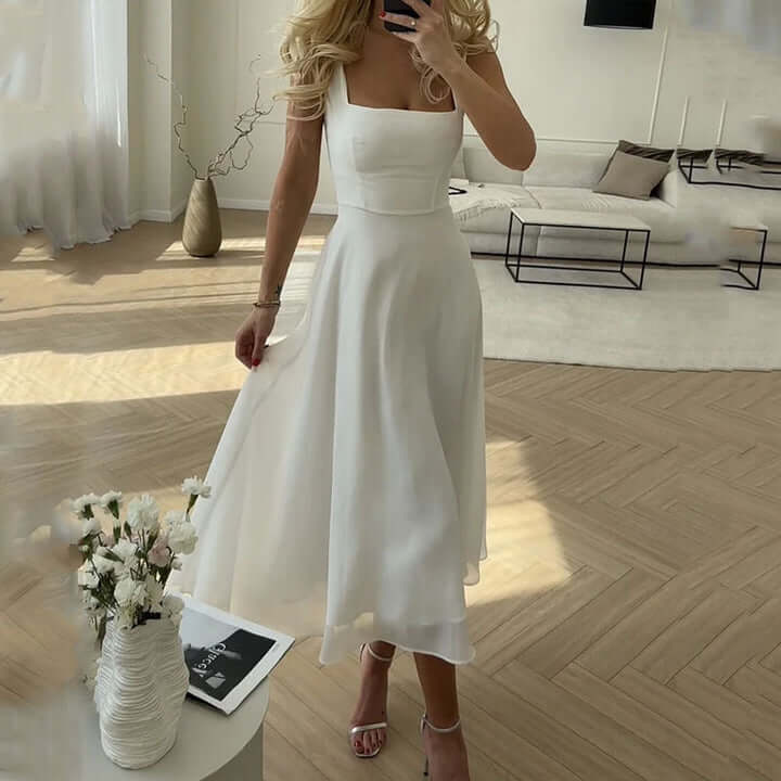 Sleeveless Solid Dress: Elegant & Minimalist