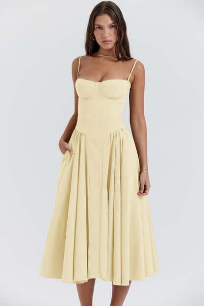 Women's Sleeveless Corset Midi Dress