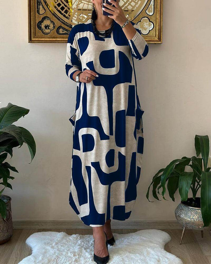 Women's Printed Long Sleeve Dress