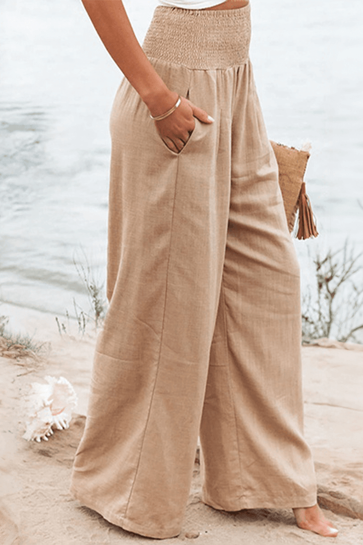 Women's Wide Leg Elastic Waist Casual Pants