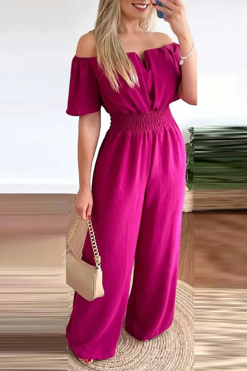 Women's Short Sleeve Off-Shoulder Jumpsuit: Summer Style