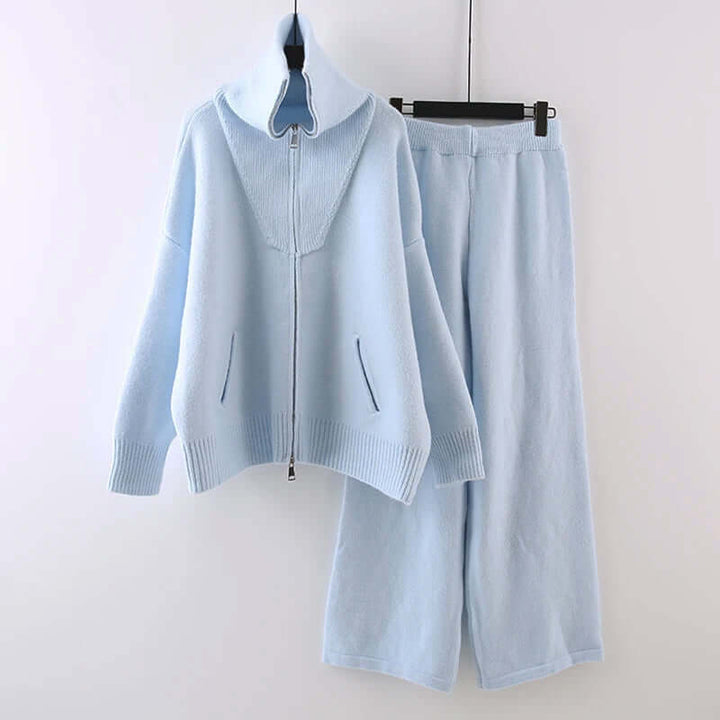 Women's Cozy High-Collar Knitted Set