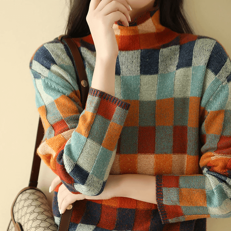 Women's Warm Collar Knitted Pullover: Cozy & Stylish