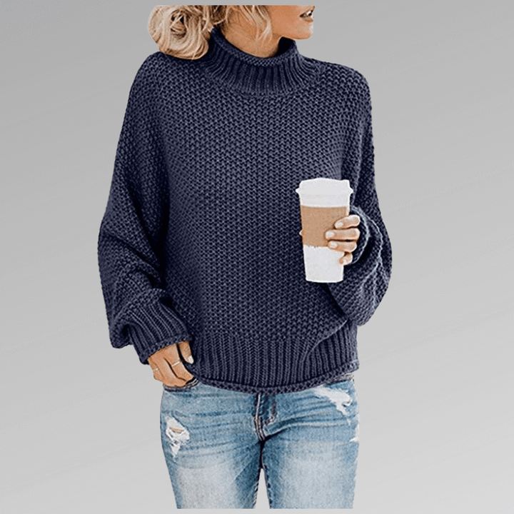 Women's High Neck Knit Long Sleeve Sweater