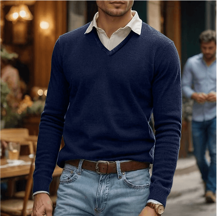 V-Neck Cotton Blend Sweater for Women