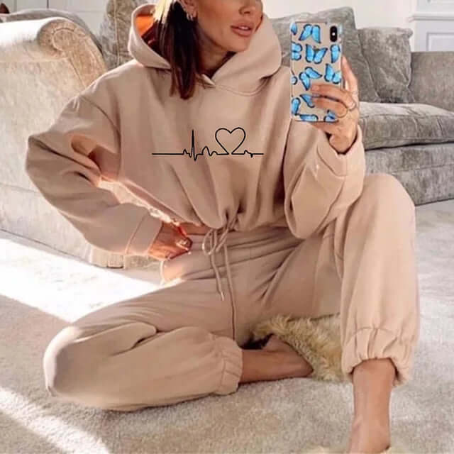 Women's Relaxed-Fit Sports Hoodie & Leggings Set