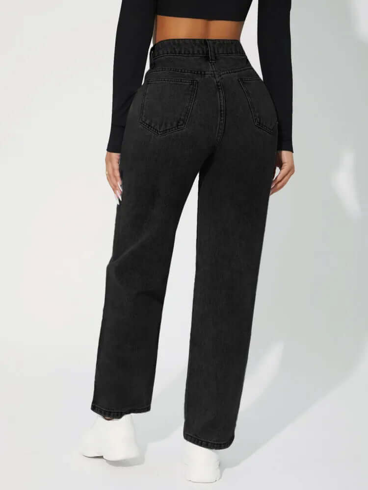 Women's High-Waisted Straight Leg Jeans