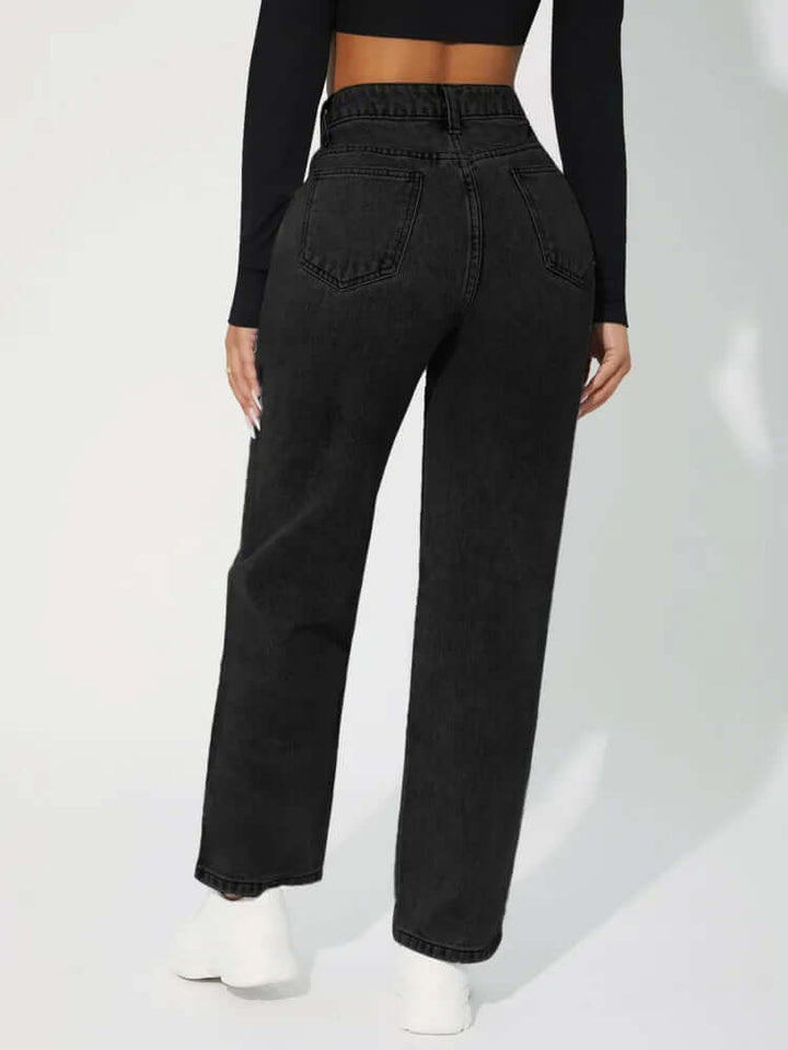 Women's High-Waisted Straight Leg Jeans