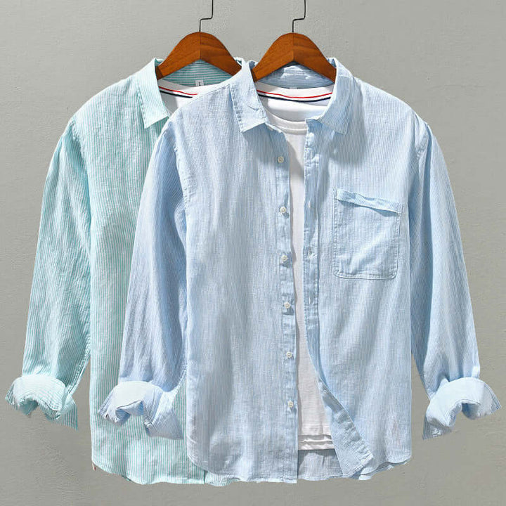 Men's Casual Striped Long-Sleeve Shirt
